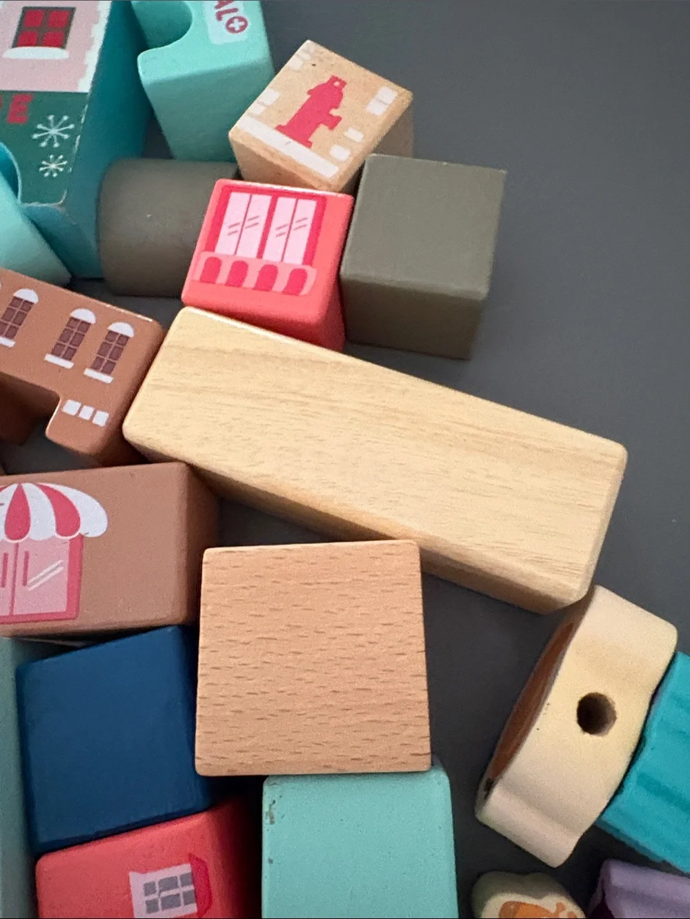 Wooden Colorful Kids Toy Building Blocks Set - Multicolor
